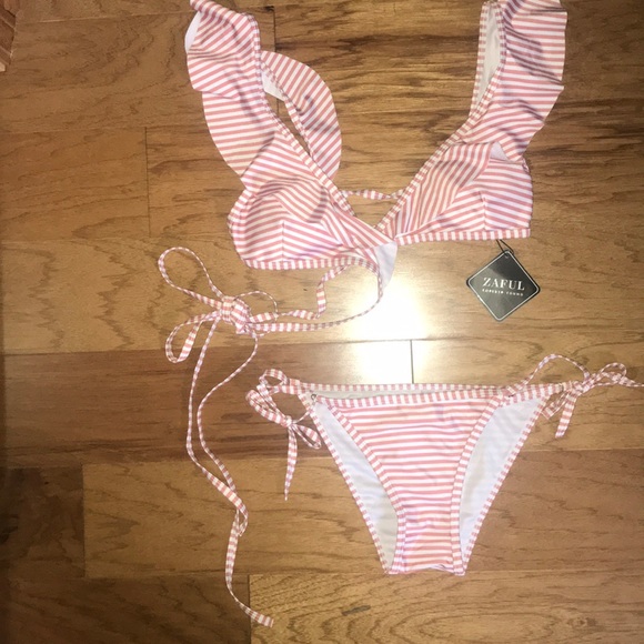 Zaful Other - Striped pink and white Zaful Swimsuit